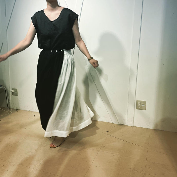 tuck wrap long skirt