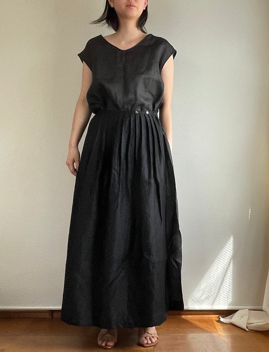 tuck wrap long skirt